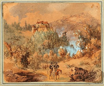 Harnon Reiter vor einer Burg 1852