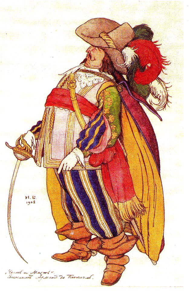 Ivan Bilibin - sketch-for-the-spectacle-honor-and-revenge-by-fiodor-sollogub-1908-1