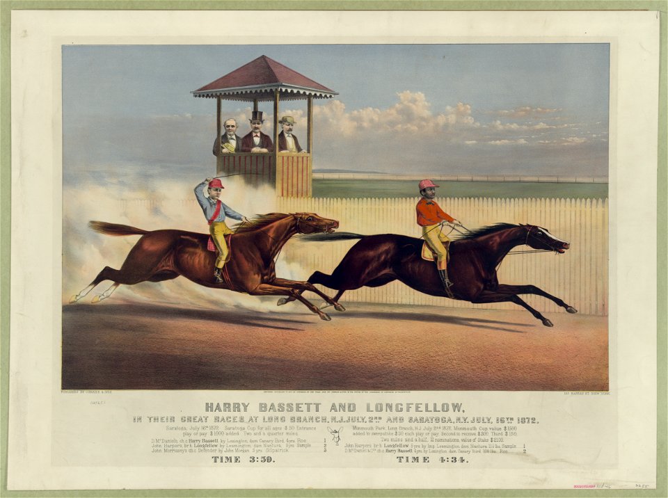 Harry Bassett and Longfellow in their great races at Long Branch, N.J., July 2nd and Saratoga, N.Y., July 16th 1872. LCCN2002695835