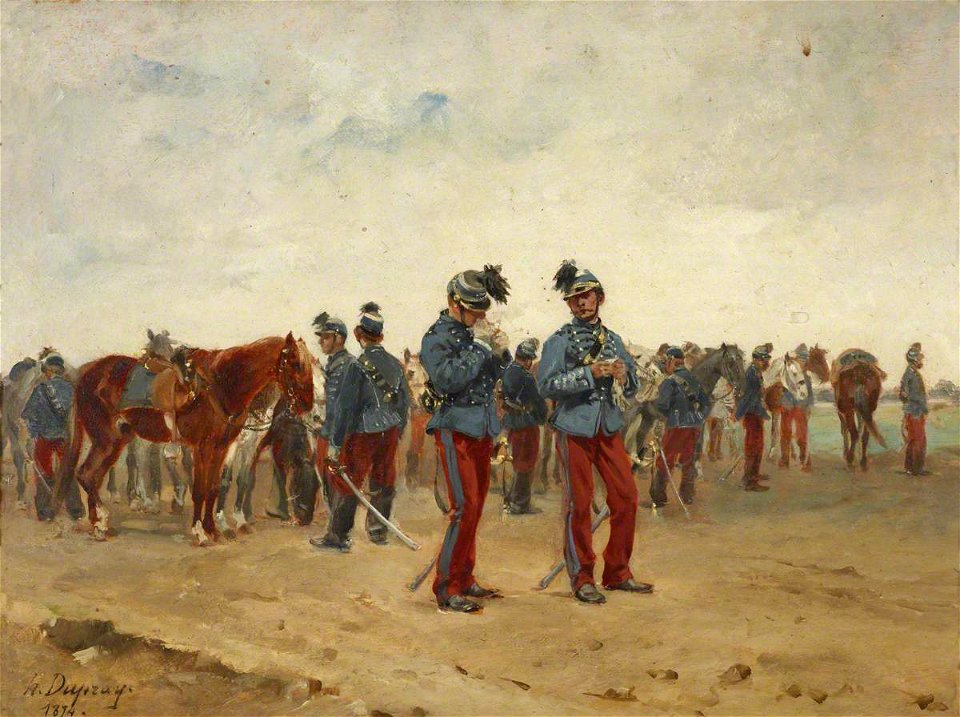 Henri-Louis Dupray (1841-1909) - French Cavalry Standing by their Mounts - 515764 - National Trust