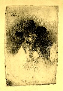 Henri Leys - Portrait of an unidentified bearded man with a hat, bust-length facing left