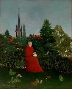 Henri Rousseau - Portrait of a Woman in a Landscape (Portrait de femme dans un paysage) - BF260 - Barnes Foundation. Free illustration for personal and commercial use.