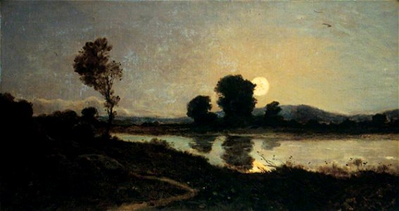 Henri-Joseph Harpignies (1819-1916) - Moonlight on a Lake - 1950.29 - Leeds Art Gallery