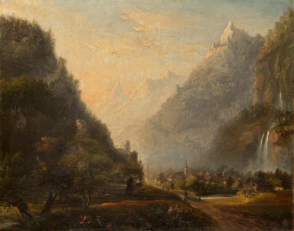 Henrietta Georgiana Maria Lascelles Iremonger Chatterton (1806-1876) - Subalpine Mountain Scenery with a Valley - 343232 - National Trust