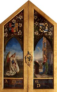 Henrietta Georgiana Maria Lascelles Iremonger Chatterton (1806-1876) - Triptych with the Virgin Annunciate and Archangel Gabriel (outsides of wings) - 343179 - National Trust