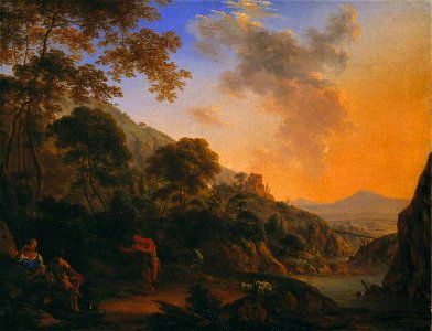 Henry Anderton (1630-1665) - Mountain Landscape with Dancing Shepherd - T03543 - Tate