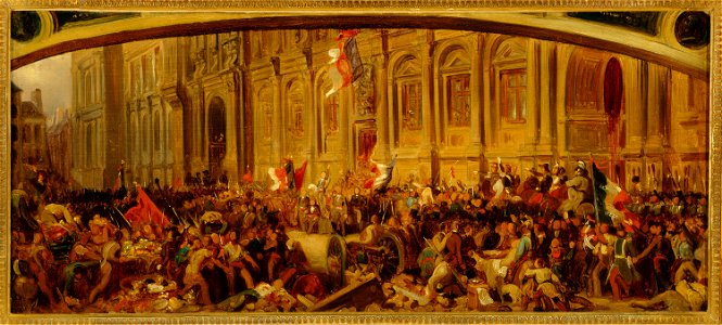 Henri Félix Philippoteaux - Lamartine repoussant le drapeau rouge à l'Hôtel de Ville, le 25 février 1848 - P258 - Musée Carnavalet
