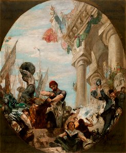 Henri Gervex - Esquisse pour la salle des mariages de la mairie du 19ème arrondissement , Les activités du 19ème arrondissement (Plafond) - PPP4319 - Musée des Beaux-Arts de la ville de Paris