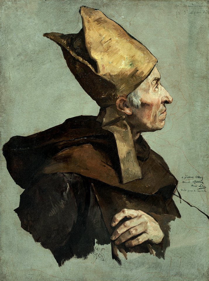 Henri-Léopold Lévy - Esquisse de détail pour le Panthéon , Un évêque (le couronnement de Charlemagne) - PDUT1412 - Musée des Beaux-Arts de la ville de Paris