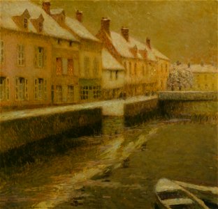 Henri Le Sidaner - Canal in Bruges, winter - Google Art Project