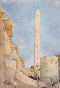 Henry A. Bacon - 'Obelisk--Karnak in 1900', watercolor over graphite by Henry A. Bacon, 1900. Free illustration for personal and commercial use.