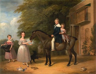 Henry Barraud - Children with Horse and Dog - Google Art Project. Free illustration for personal and commercial use.