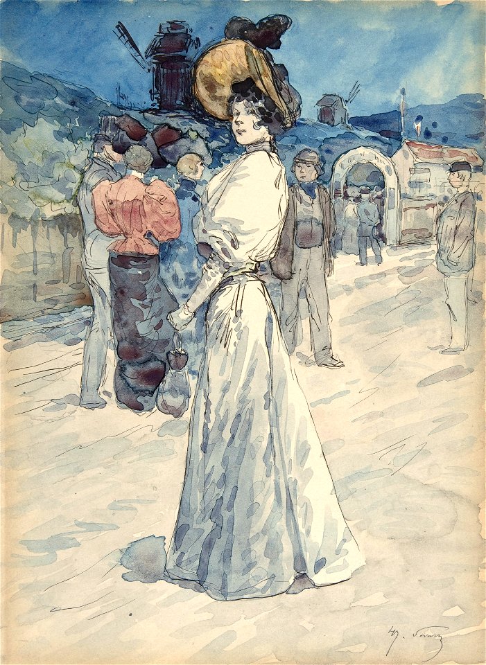 Henri Somm, A Parisienne Outside the Moulin de la Galette