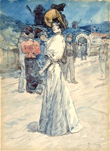 Henri Somm, A Parisienne Outside the Moulin de la Galette