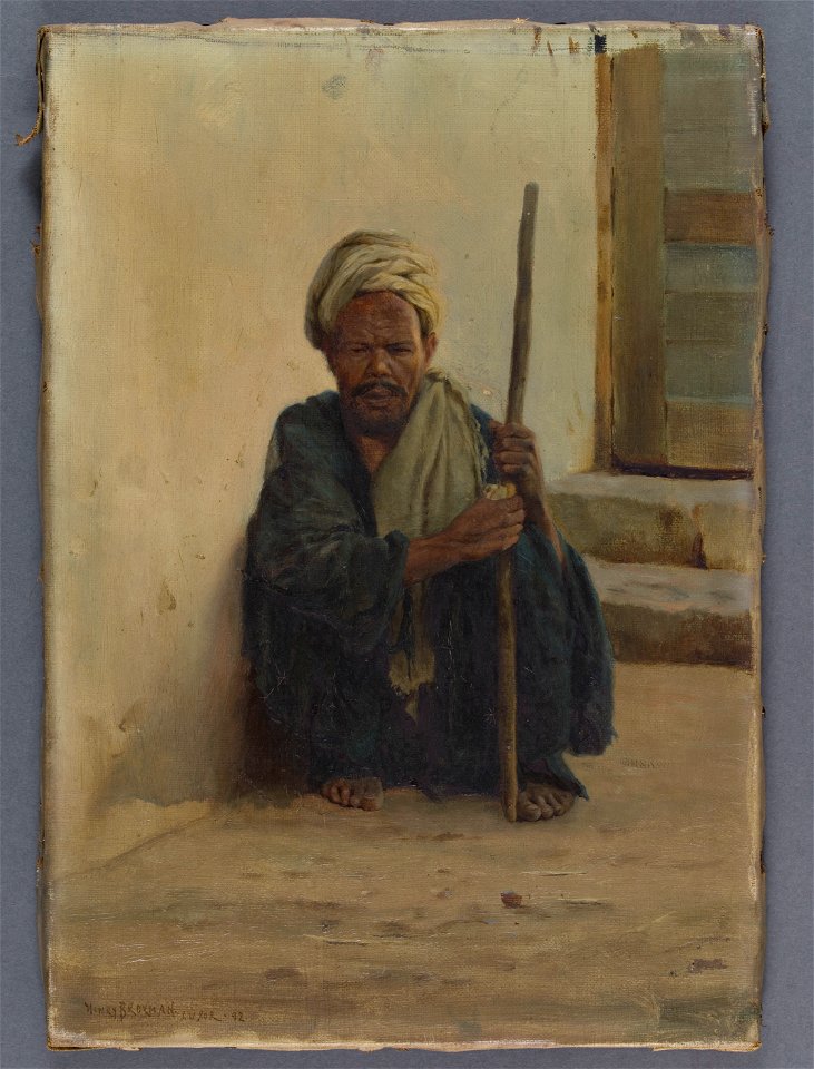 Henry Brokman - Louxor, arabe tenant un bâton assis dans une rue - PPP3628 - Musée des Beaux-Arts de la ville de Paris