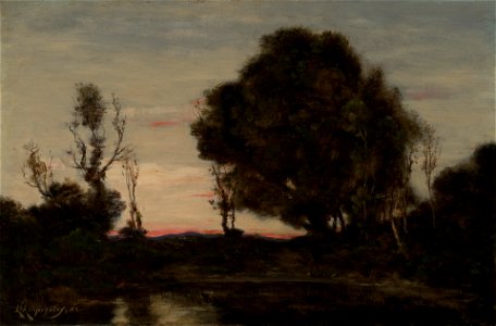 Henri-Joseph Harpignies - Landscape at Dusk - 1983.53.6 - Yale University Art Gallery. Free illustration for personal and commercial use.