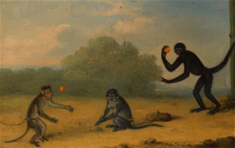 Henry Bernard Chalon - Three Monkeys at play (1820)