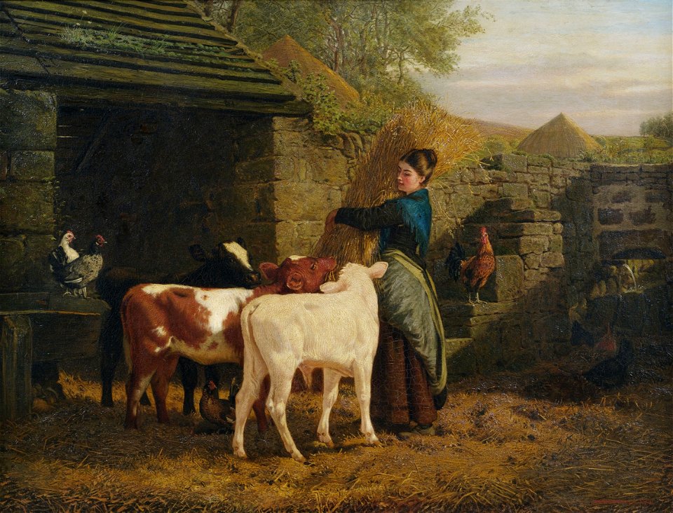 Henry Hetherington Emmerson Bauersfrau mit drei Kälbchen
