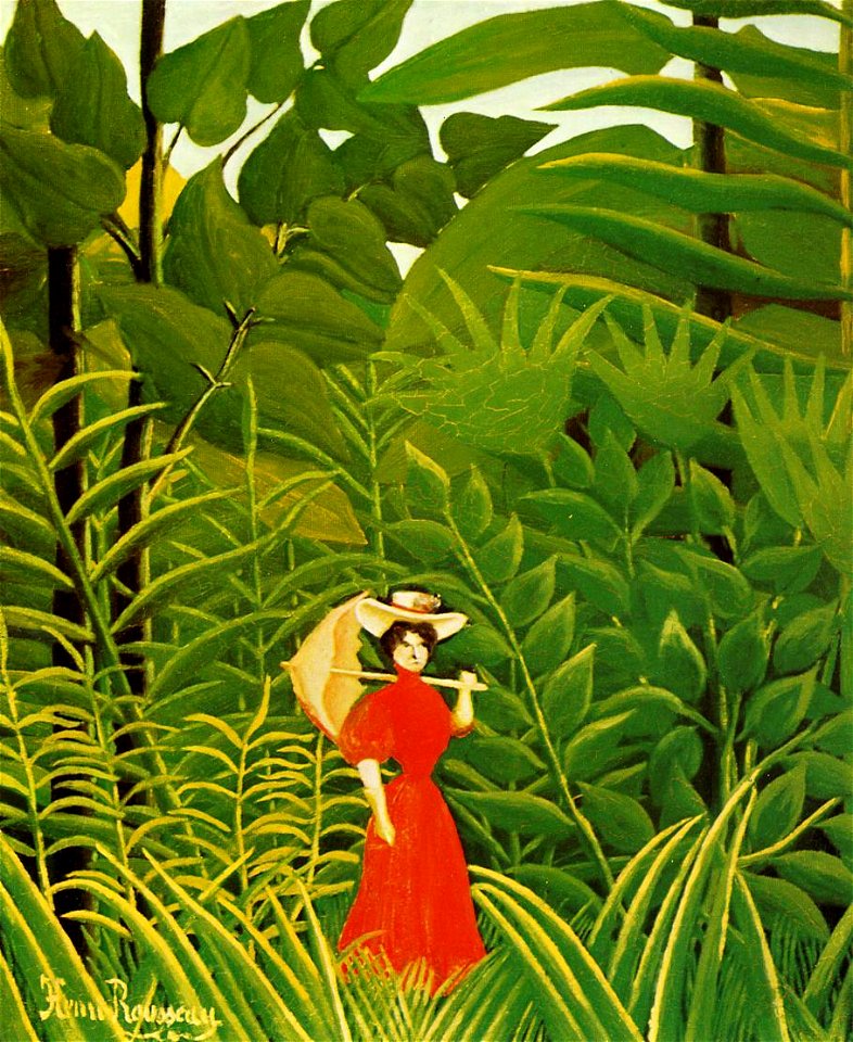 Henri Rousseau - Femme en rouge dans la foret