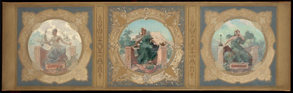 Henry Jean Louis Boureau - Esquisse pour la galerie Lobau de l'Hôtel de Ville de Paris , La Paix. La Littérature. La Science. - PPP3903 - Musée des Beaux-Arts de la ville de Paris