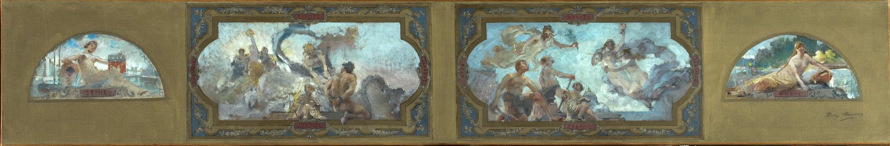 Henry Jean Louis Boureau - Esquisse pour la galerie Lobau de l'Hôtel de Ville de Paris , Vertus républicaines. Allégories de la - PPP3899 - Musée des Beaux-Arts de la ville de Paris
