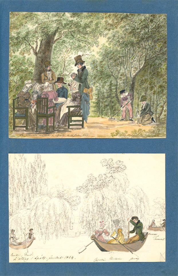 Henriette Odescalchi - Rodina v záhrade kaštieľa v Apaty. Člnkovanie na jazere - K 6232-29 - Slovak National Gallery