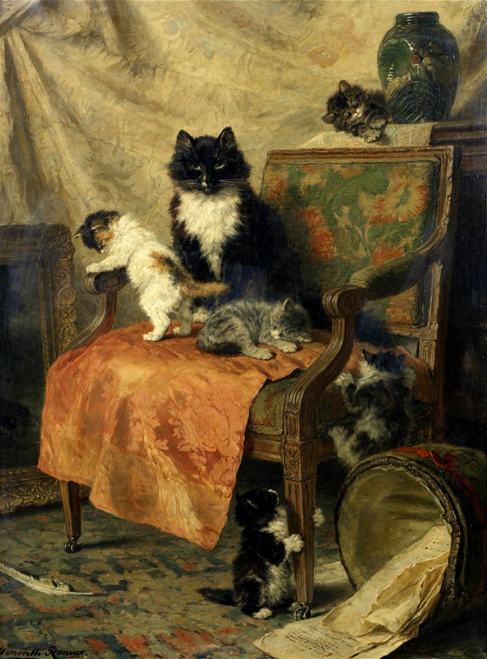 Henriette Ronner-Knip Kittens at play