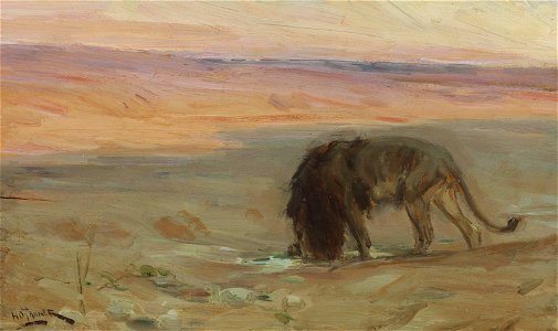 Henry Ossawa Tanner - Lion drinking (c.1897)