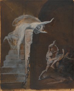 Henry Fuseli - Ariadne Watching the Struggle of Theseus with the Minotaur - Google Art Project. Free illustration for personal and commercial use.