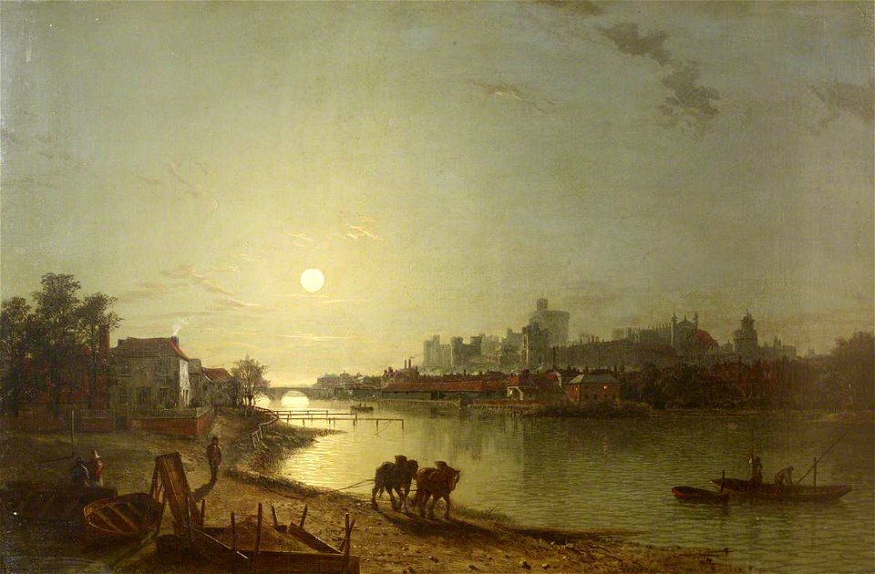 Henry Pether (1800-1880) - View of Windsor Castle Looking at the Lower Ward by Moonlight - 515612 - National Trust