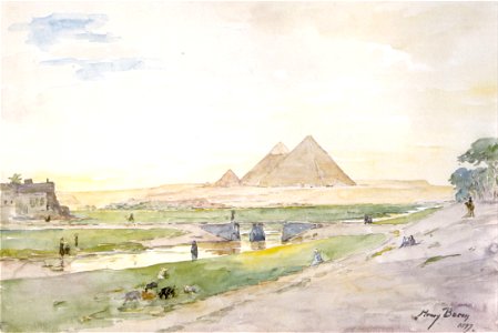 Henry A. Bacon - 'Egyptian Pyramids', watercolor over graphite, 1897. Free illustration for personal and commercial use.