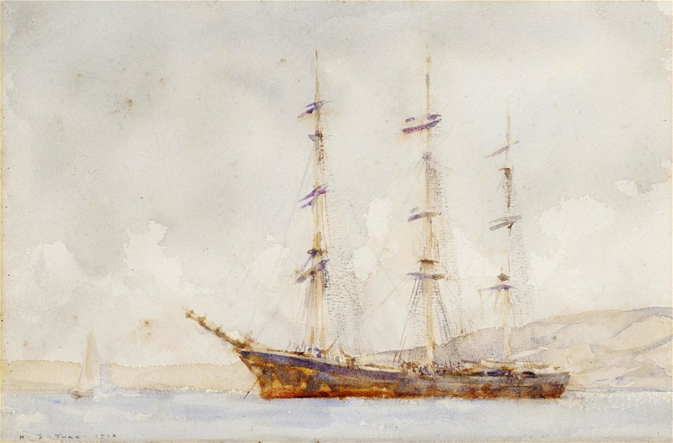 Henry Scott Tuke - A three-master lying offshore