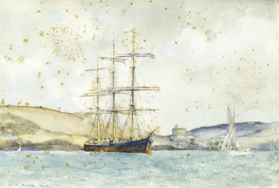 Henry Scott Tuke - A three-master lying off St. Catherine's Castle, Fowey