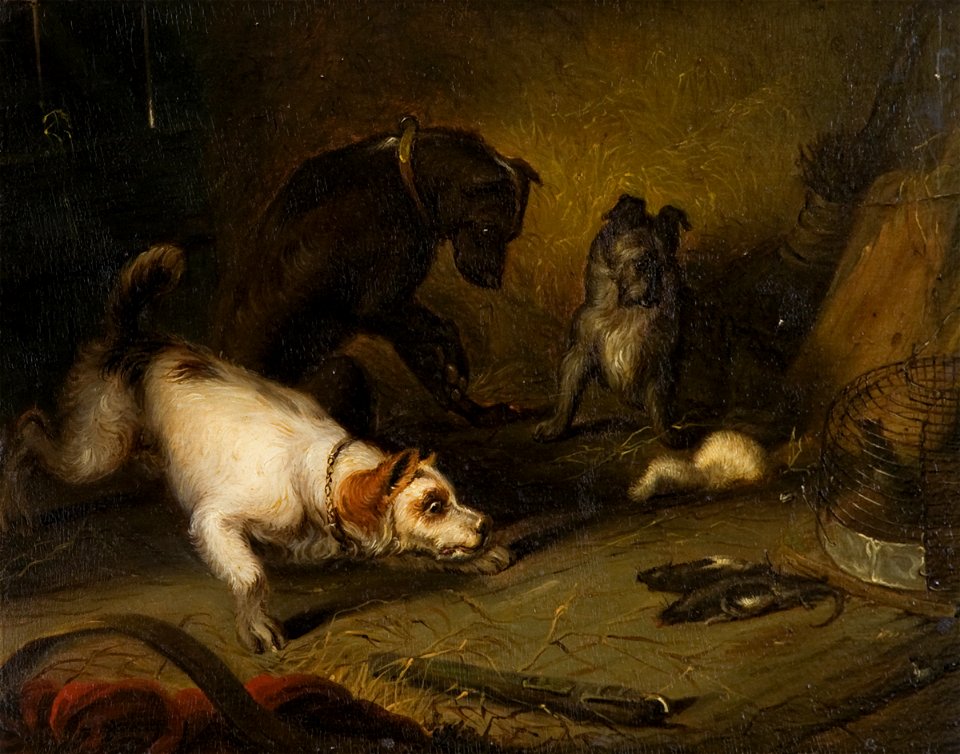 Henry Bernard Chalon - Three Terriers with two dead Rats