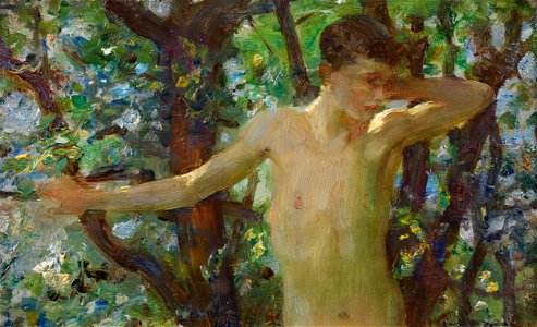 Henry Scott Tuke - Half length study of a boy, c 1909