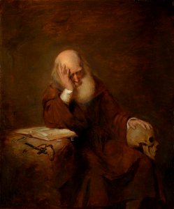 Henry Nelson O'Neil (1817-80) - An Anchorite Reflecting on Death - RCIN 403699 - Royal Collection