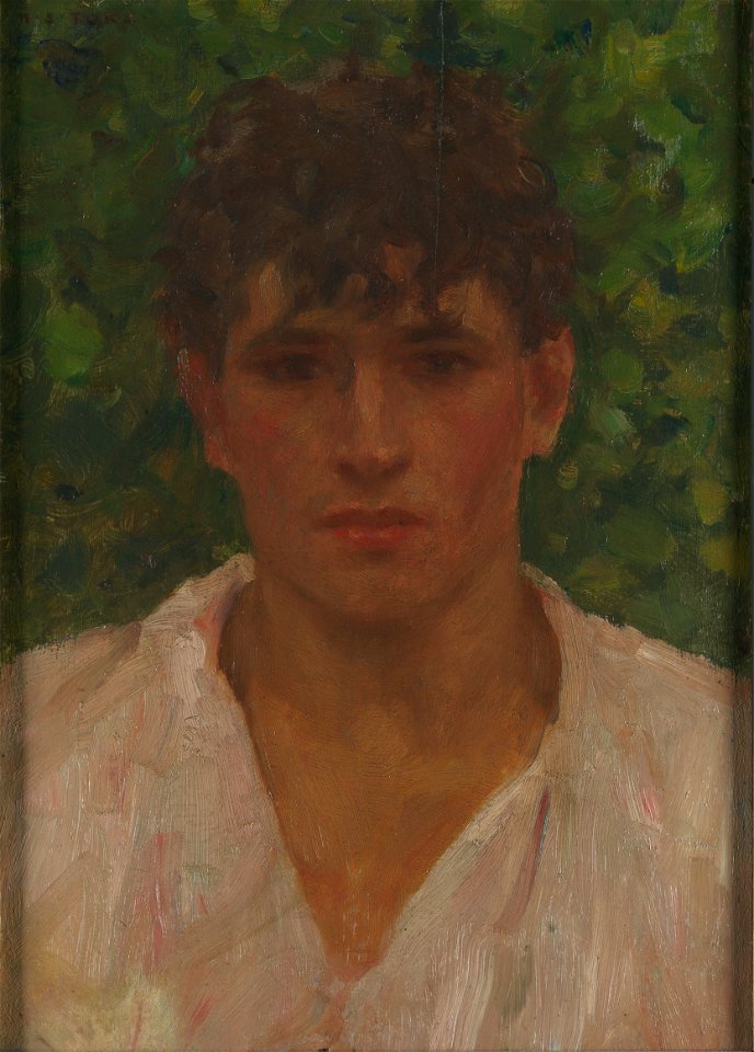 Henry Scott Tuke - Portrait of a young man with open collar - Google Art Project