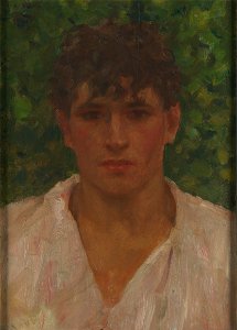 Henry Scott Tuke - Portrait of a young man with open collar - Google Art Project