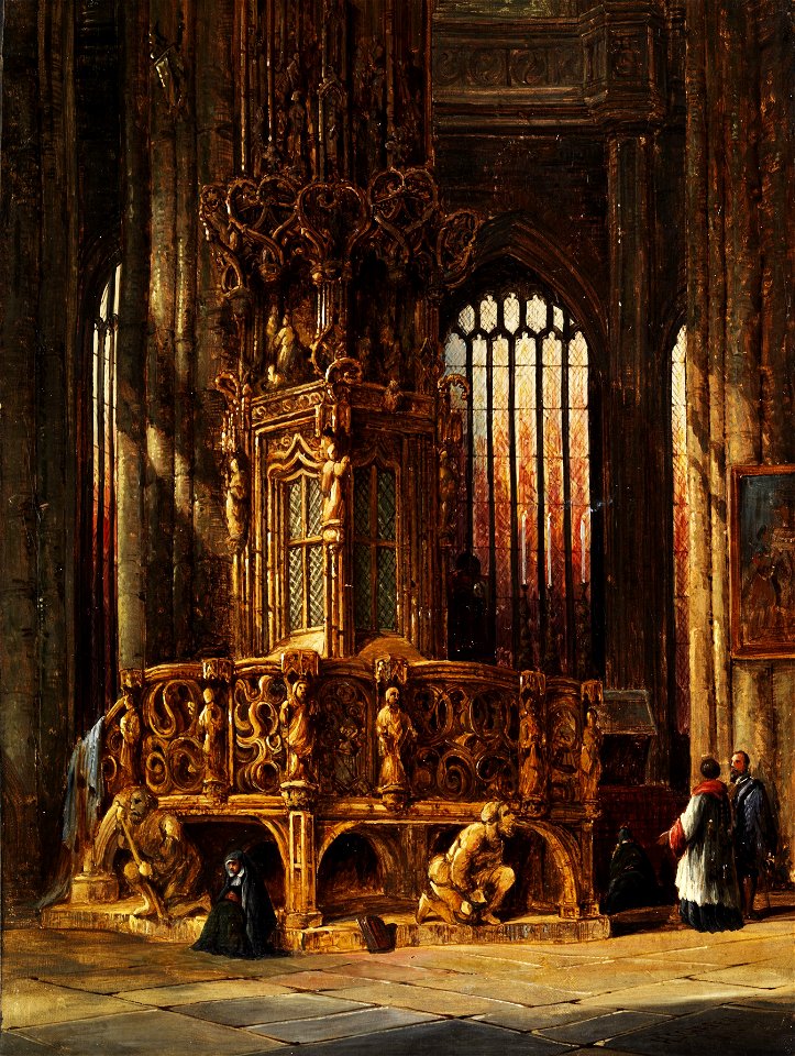 Henry Thomas Schäfer Inneres der St-Lorenz-Kirche Nürnberg mit Sakramentshaus