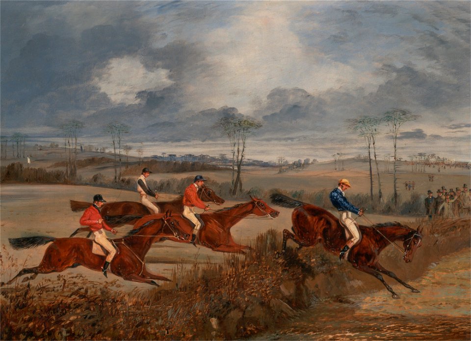 Henry Thomas Alken - Scenes from a steeplechase- Taking a Hedge - Google Art Project