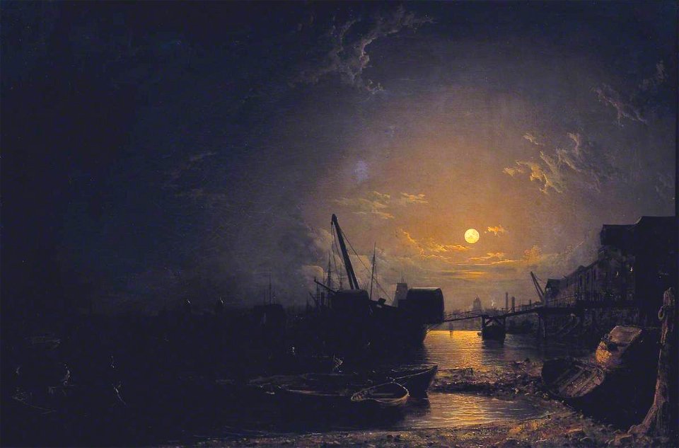 Henry Pether (1800-1880) - Greenwich Reach, Moonlight - T00493 - Tate