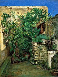 Henry Wallis (1830-1916) - Corner of an Eastern Courtyard - 1918P17 - Birmingham Museums Trust. Free illustration for personal and commercial use.