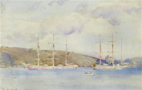 Henry Scott Tuke - Windjammers lying in the Carrick Roads above Falmouth