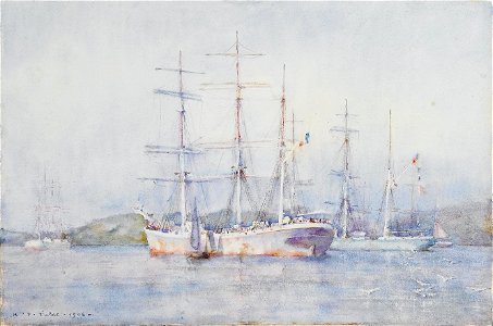 Henry Scott Tuke - Two French barques at their anchorage in Carrick Roads