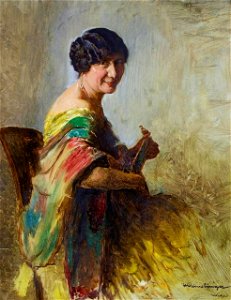 Henryk Rauchinger - Portret kobiety grającej na gitarze