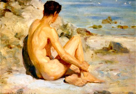Henry Scott Tuke - Boy on a beach, 1912