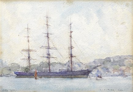 Henry Scott Tuke - The Cutty Sark moored in Falmouth harbour