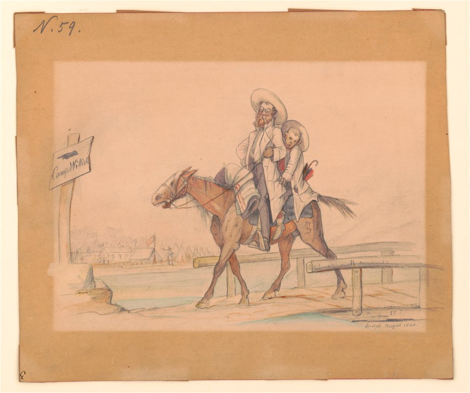 Henry Von Trebra & Louis V. Trebra arriving at Camp Morton, Indpls (i.e. Indianapolis) from their farm in Madison, Ill. LCCN2017646956
