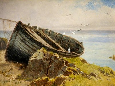 Henry Turner Munns (1832-1898) - Boat (panel in the Everitt Cabinet) - 1892P41.10 - Birmingham Museums Trust. Free illustration for personal and commercial use.