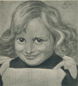 Henryk Grombecki, Polish painter (1883-1933), A Girl Head Portrait, painting of 1918, repr.XIV